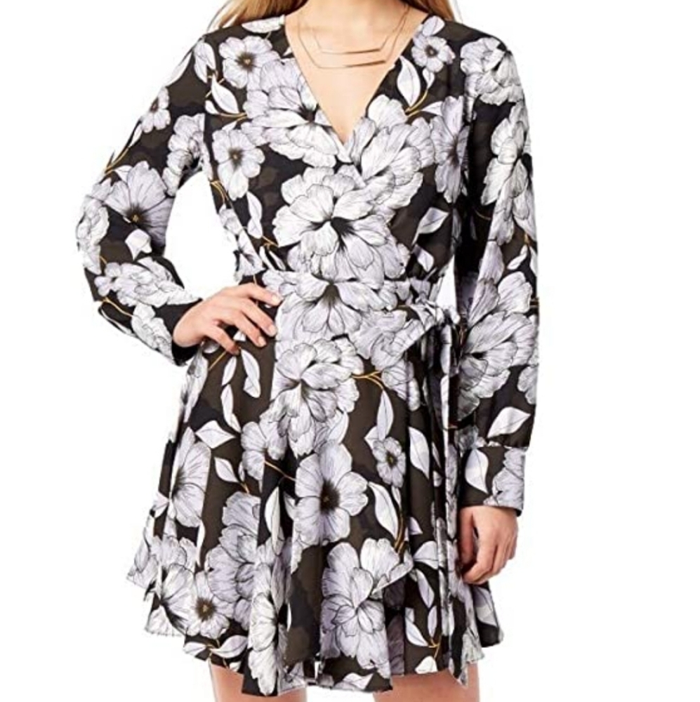 Bar iii floral wrap dress